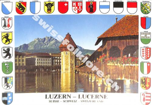 Postkarte: Luzern Kapellbrücke mit Pilatus